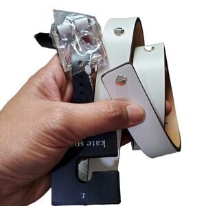 Kate Spade New York Women Studded Cream Leather Casual Belt Size Large NEW